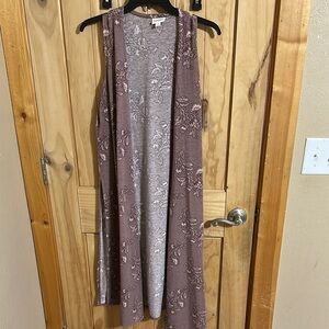 Purple Floral Floral Open Front Vest with side slits